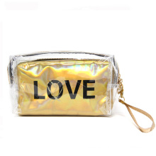 Custom Logo Waterproof Clear PVC Makeup Sets Women Cosmetic Bag With Handle